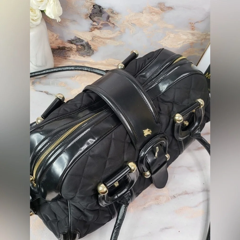 Burberry Quilted Nylon Manor Satchel Bag